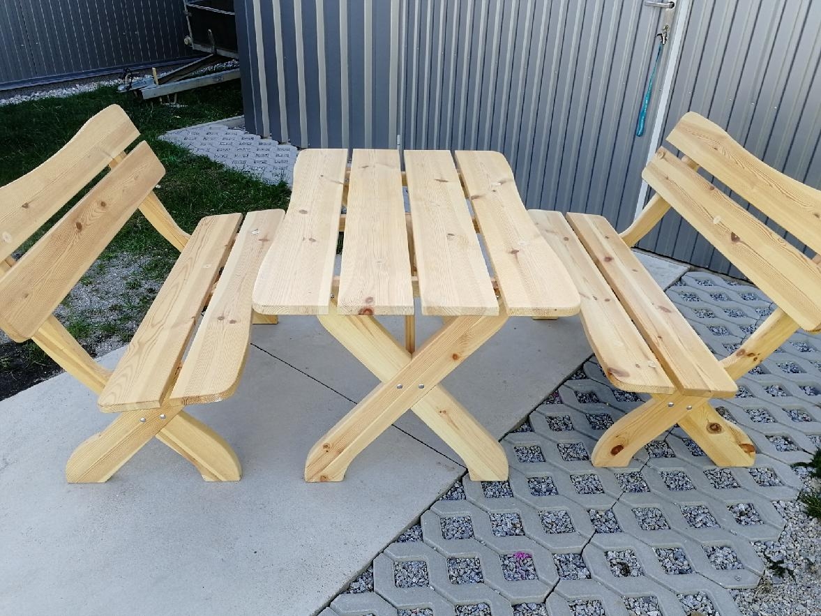 Masivní dřevo souprava stůl a lavice 